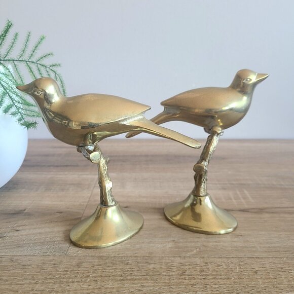 Set of 2 vintage brass birds on branches figurines. - Picture 4 of 7